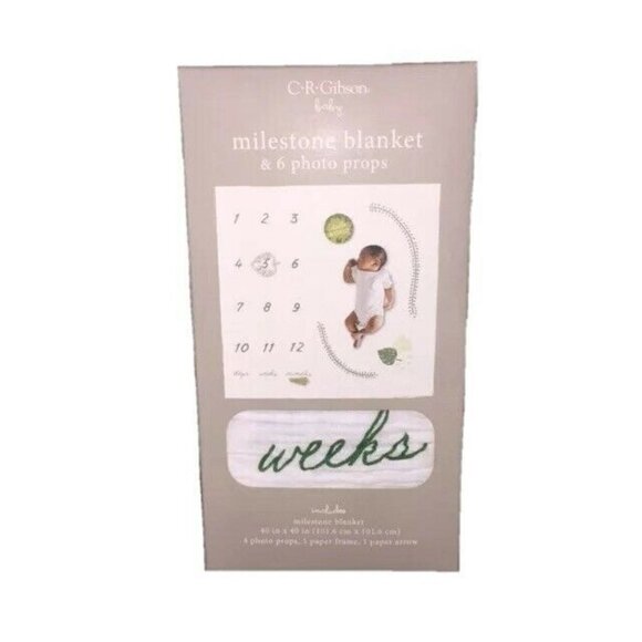 NIB C R Gibson Baby Milestone Blanket & 6 Photo Props - Picture 1 of 5